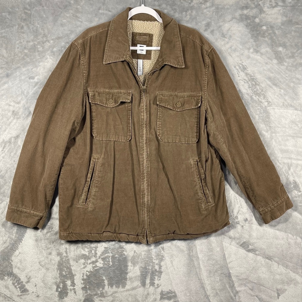 Vintage GAP Men's Corduroy‎ Sherpa Lined Jacket XL Brown Zip Front Flap Pockets